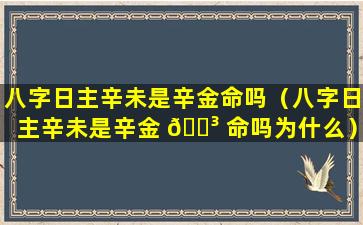 八字日主辛未是辛金命吗（八字日主辛未是辛金 🌳 命吗为什么）